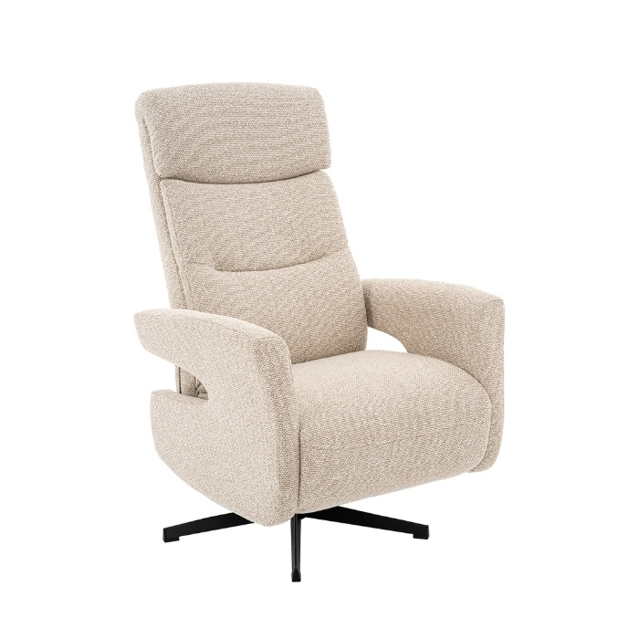Relaxfauteuil Coen in crème bouclé, schuin van voren