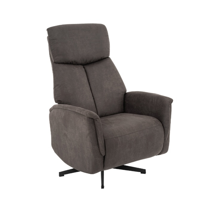 Relaxfauteuil elektrisch Aafke in antraciet micro-suède, schuin van voren