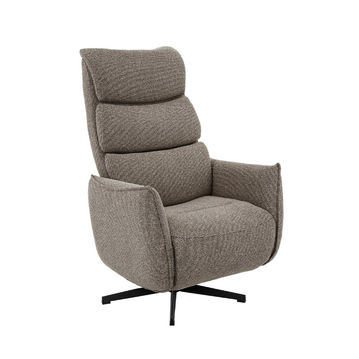 Relaxfauteuil elektrisch Gabe in grijs bouclé, schuin van voren
