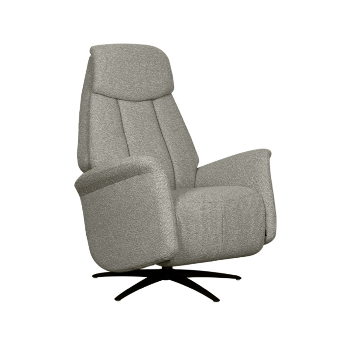Relaxfauteuil elektrisch Odile in grijs bouclé, schuin van voren