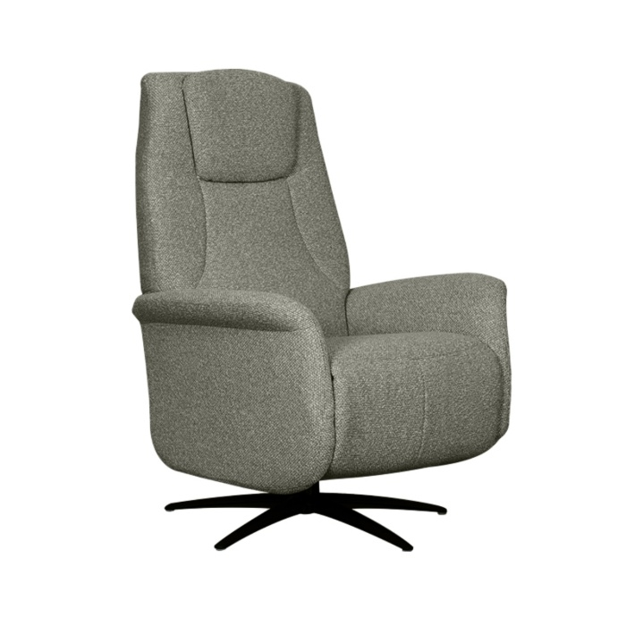 Relaxfauteuil elektrisch Sascha in grijs bouclé, schuin van voren