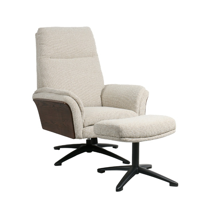 Relaxstoel Dion in crème bouclé, schuin van voren