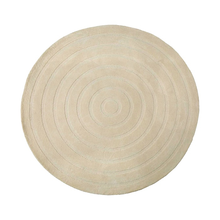 Rond vloerkleed Annemijn 150 cm beige, van bovenaf gezien