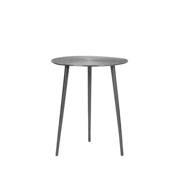 Ronde bijzettafel Nick gegoten metaal 40 cm grijs, recht van voren