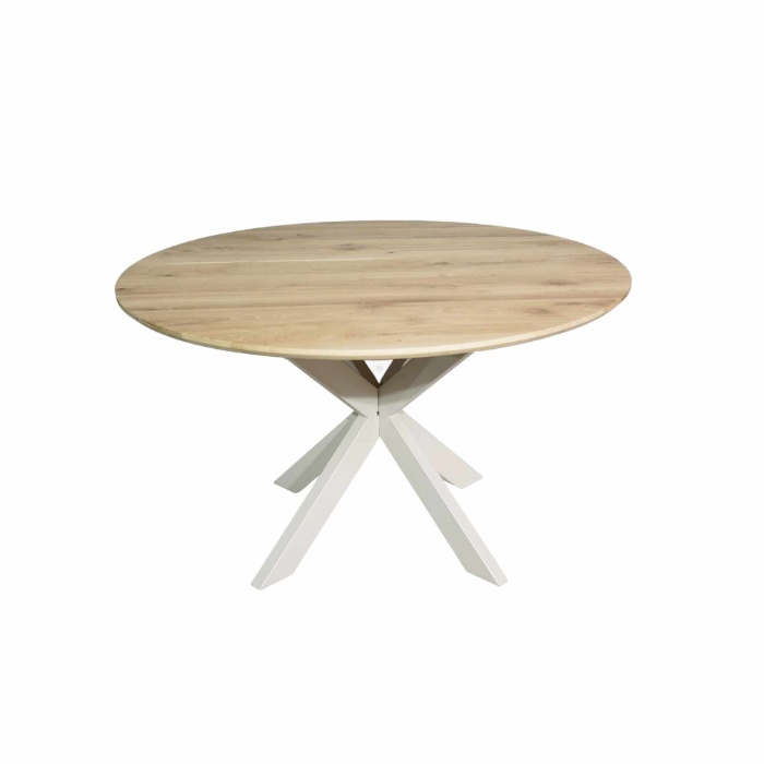 Ronde eettafel Ferris eiken naturel 130 cm driekwart aanzicht