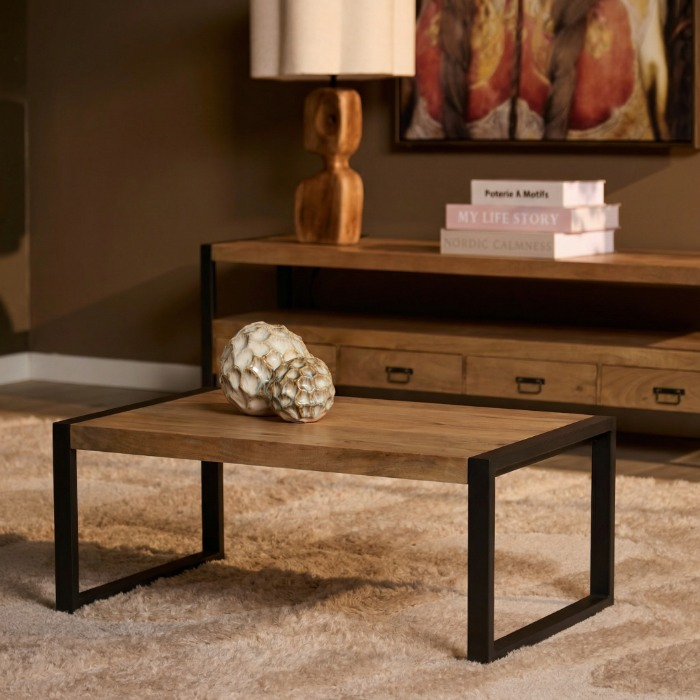 Salontafel Britt naturel mangohout sfeerbeeld