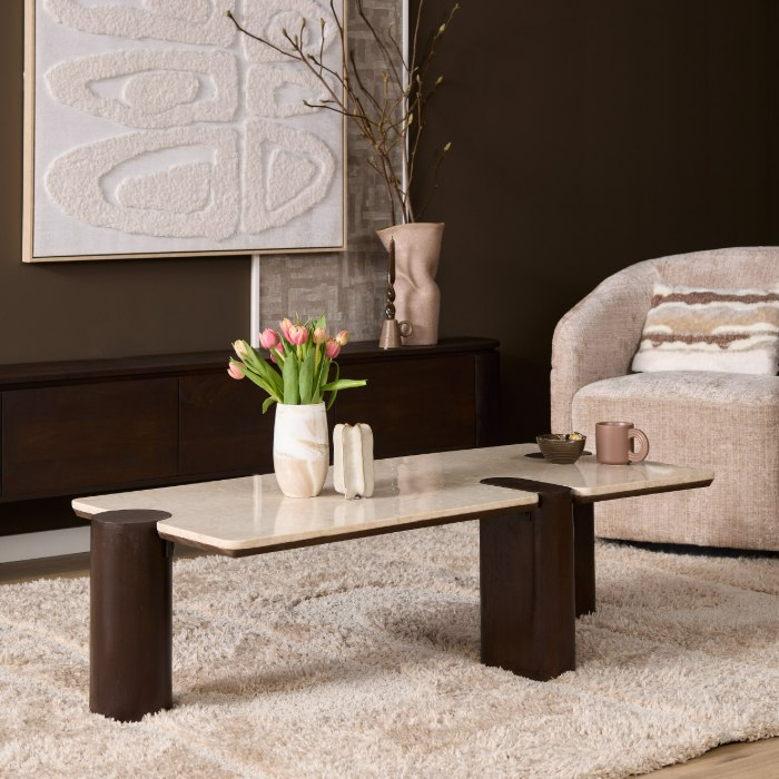 Salontafel Maeve marmer bruin sfeerbeeld