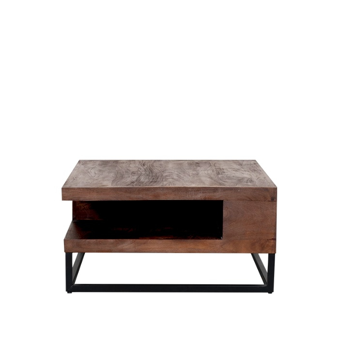 Vierkante salontafel Chantal mangohout 80x80 cm naturel, recht van voren