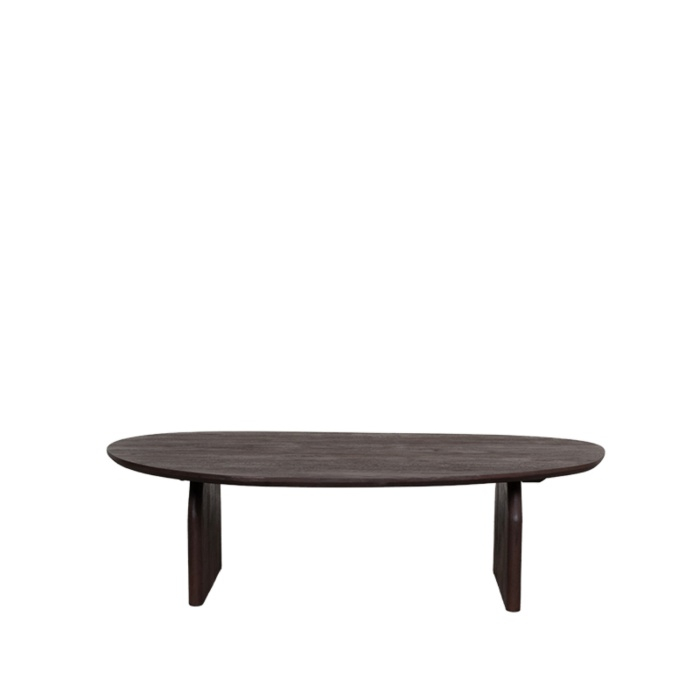 Organische salontafel Chris mangohout 135 cm donkerbruin, recht van voren