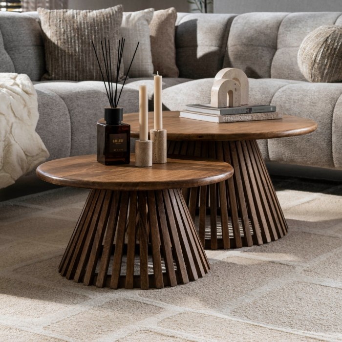 Salontafel mangohout Vala set van 2 conisch 80 cm - sfeerfoto 1