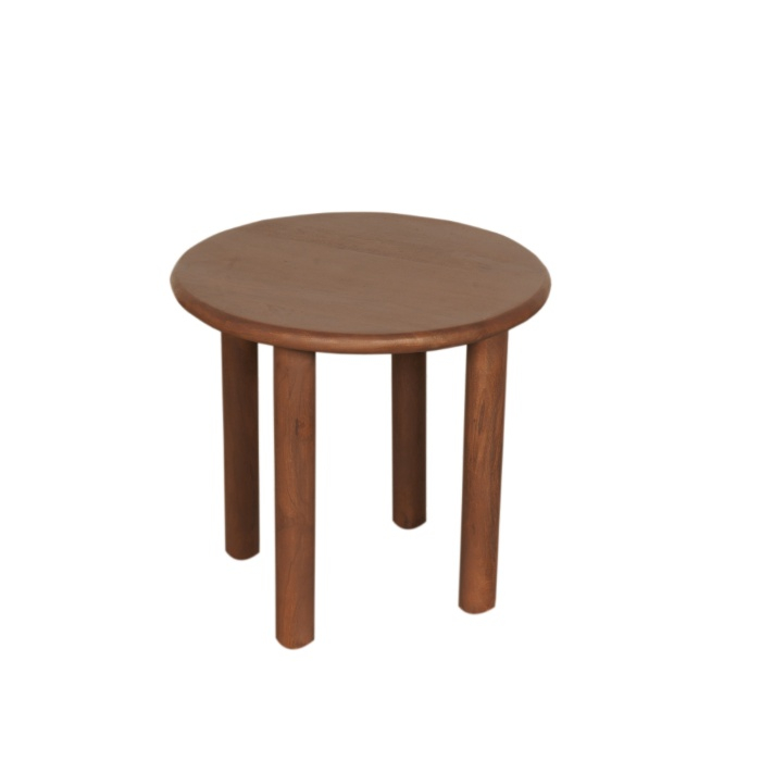 Salontafel Noah rond 50 cm in driekwart aanzicht met massief mangohouten blad