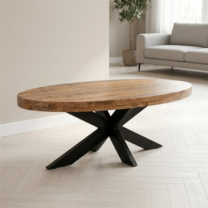 Mangohouten salontafel ovaal