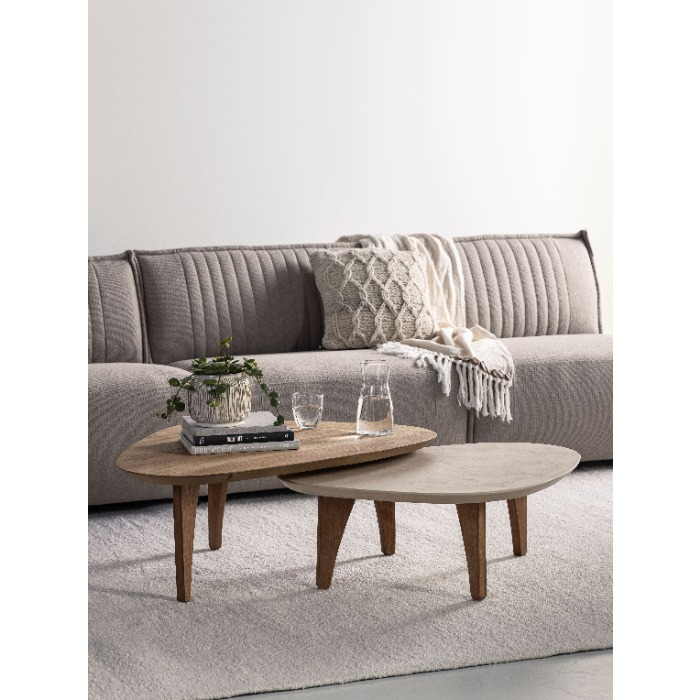 Salontafel pebble Bliss mortex 100 cm zijaanzicht