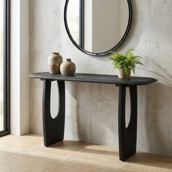 Modern sidetable van zwart hout