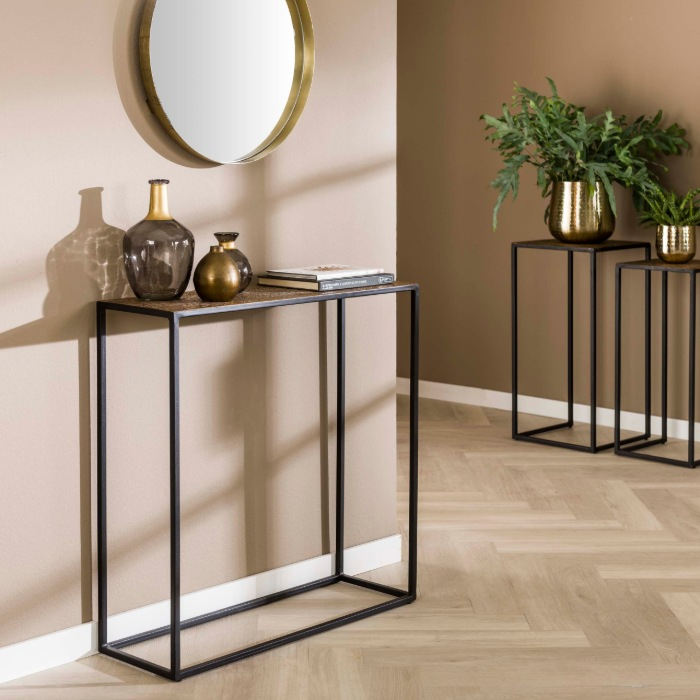 Smalle haltafel metaal antiek brons Iben 75 cm - sfeerfoto 1