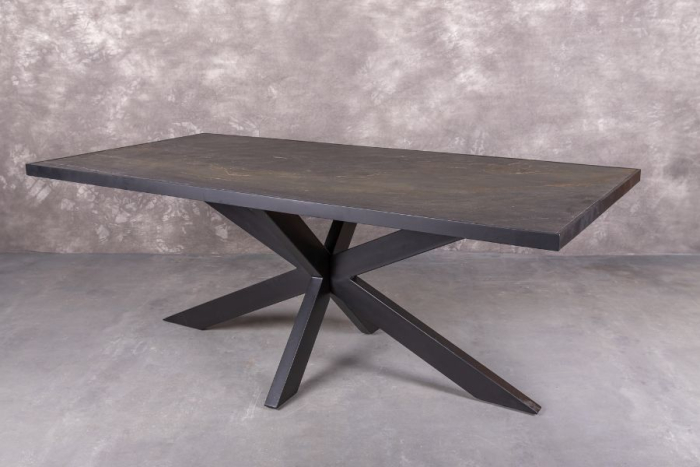 Eettafel natuursteen zwart 240cm langwerpig
