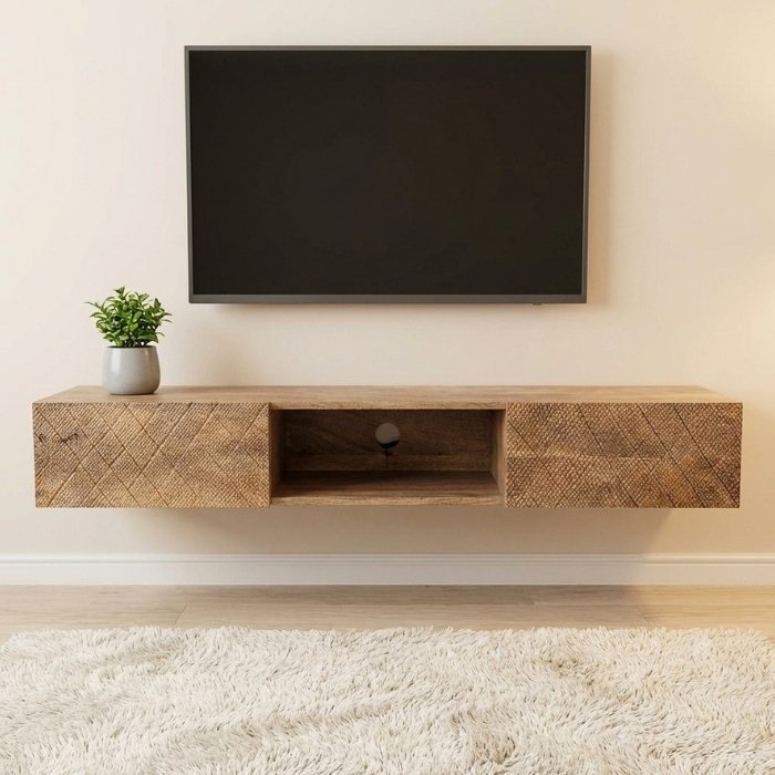 TV meubel van mangohout 165 cm met lades