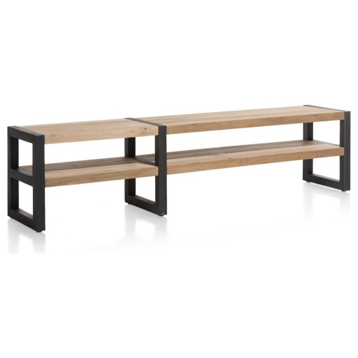 Eiken tv-meubel Brooklyn 210 cm, open met 2 niches