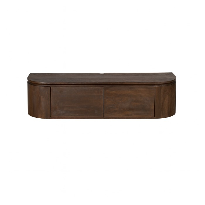 Tv-meubel Excellent bruin mangohout 120 cm vooraanzicht op witte achtergrond