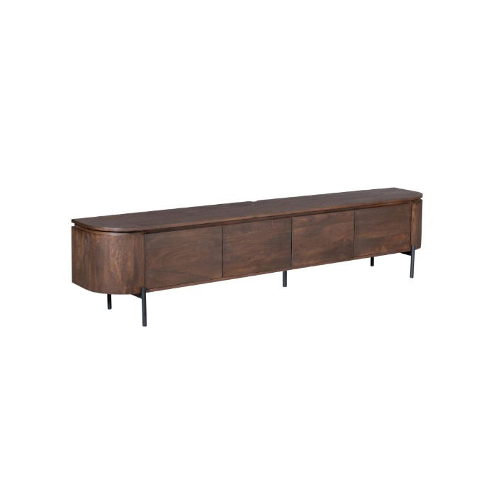 Tv-meubel Excellent bruin mangohout 240 cm op witte achtergrond