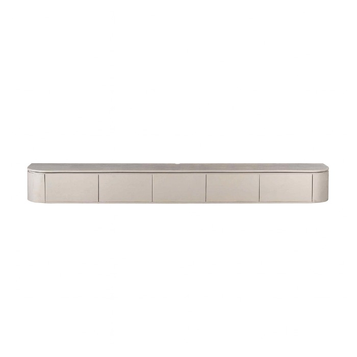 Tv-meubel Excellent taupe mangohout 280 cm vooraanzicht op witte achtergrond