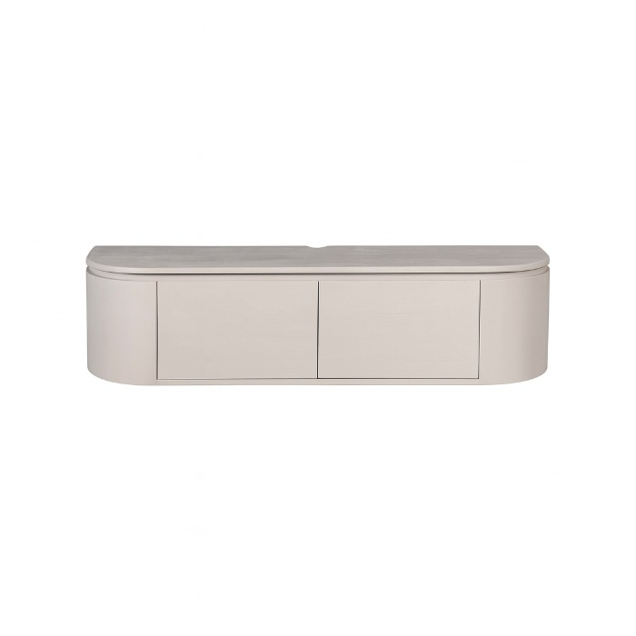 Tv-meubel Excellent taupe mangohout 120 cm vooraanzicht op witte achtergrond