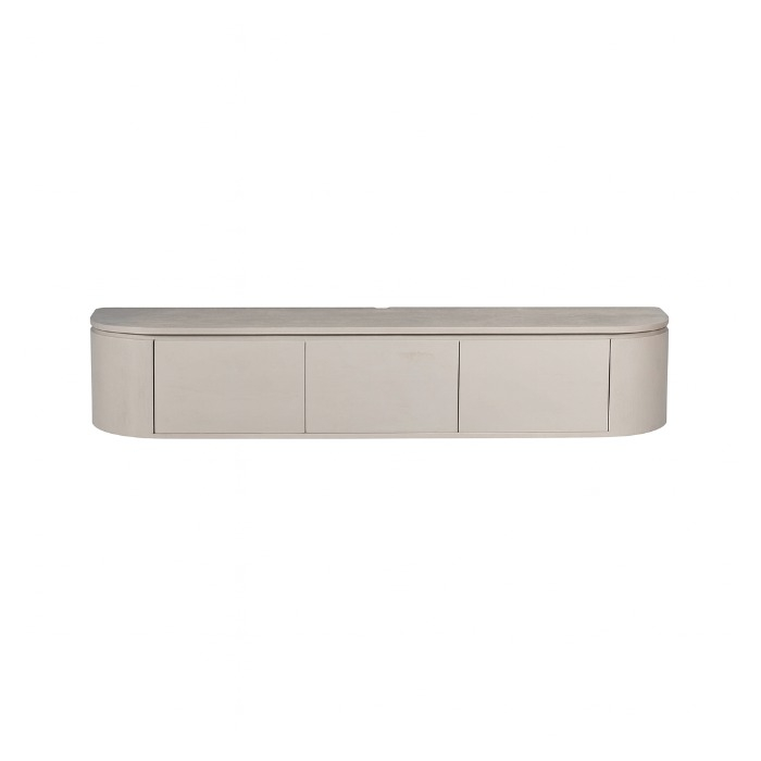Tv-meubel Excellent taupe mangohout 160 cm vooraanzicht op witte achtergrond