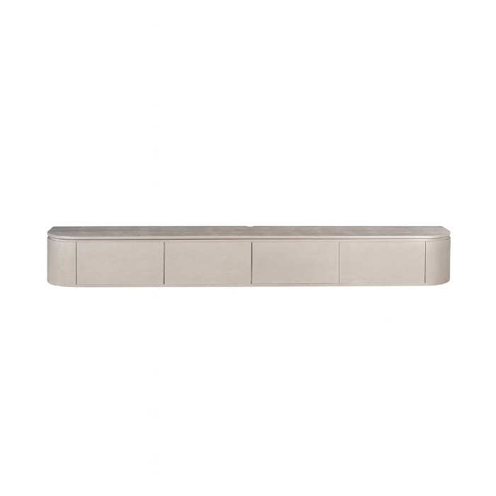 Tv-meubel Excellent taupe mangohout 240 cm vooraanzicht op witte achtergrond
