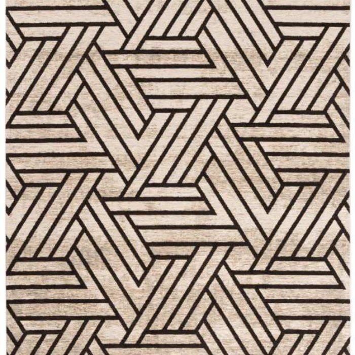 Modern vloerkleed zwart met beige
