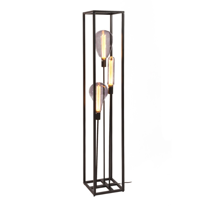 vloerlamp 3 lichts zwart 160 cm metaal