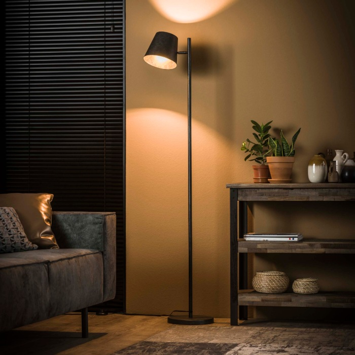 Vloerlamp met verstelbare kap Brena antraciet - sfeerfoto 1
