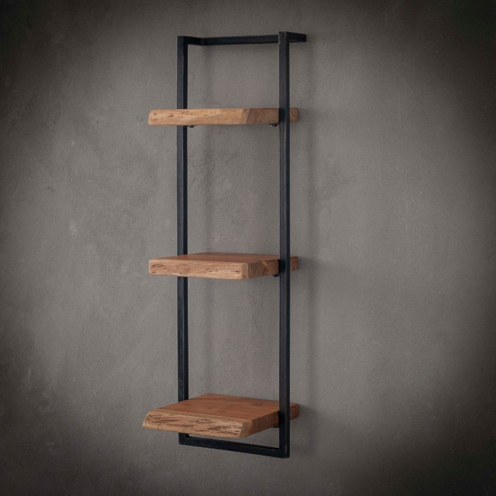 Wandplank met 3 planken en stalen frame 100 cm hoog Brix - sfeerfoto 1