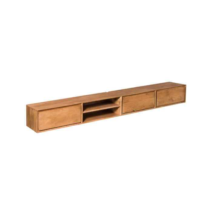 Zwevend tv meubel Ambiance Naturel mangohout 280 cm - vooraanzicht