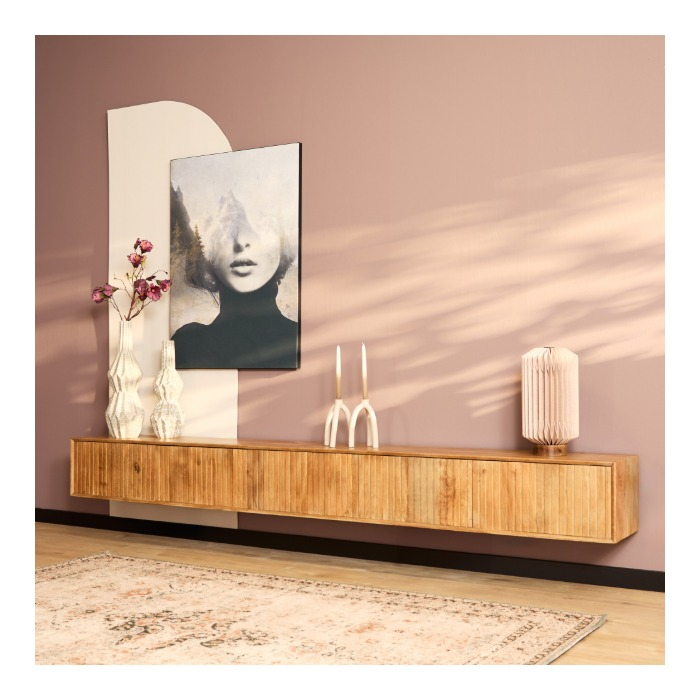 Zwevend tv meubel Madison Naturel | 280 cm - sfeerbeeld