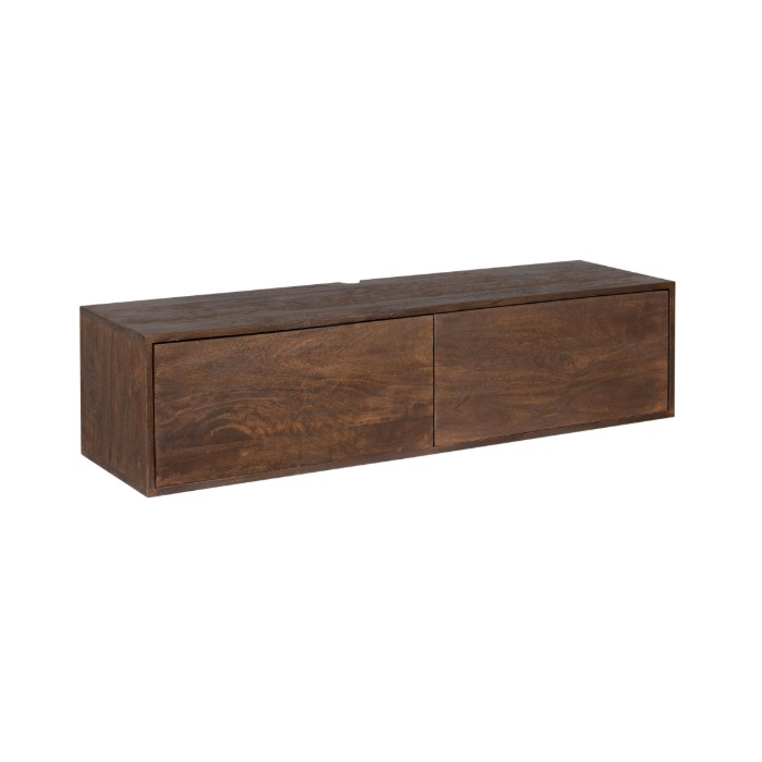 Zwevend tv meubel Vision Bruin mangohout 120 cm - vooraanzicht