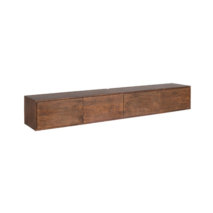 Zwevend tv meubel Vision Bruin mangohout 240 cm - vooraanzicht