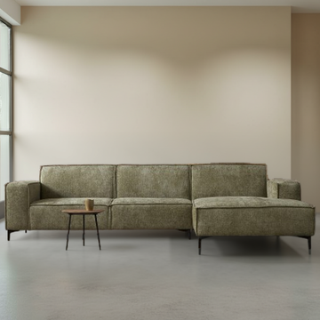 Sfeerafbeelding van de hoekbank River in de kleur groen. 