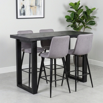 Bartafel zwart industrieel van mangohout.