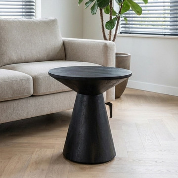 Bijzettafeltje zwart rond 60 cm