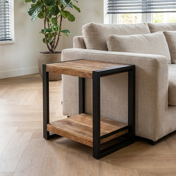 Bijzettafel industrieel mangohout