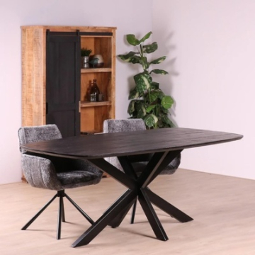 Eettafel Deens ovaal zwart 200 cm