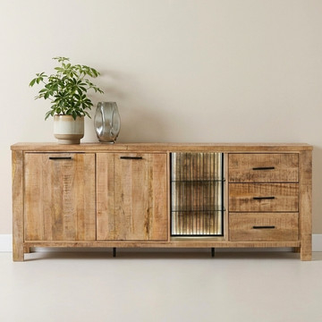 Dressoir van mangohout 210cm. 