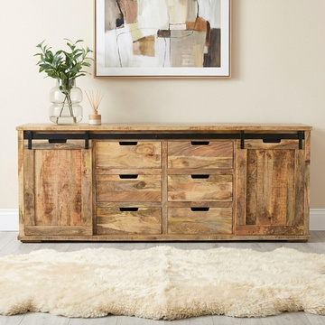 Dressoir mangohout 210 cm met schuifdeuren