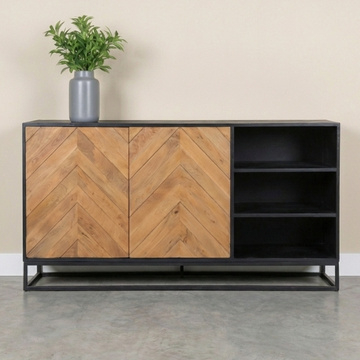 Dressoir mangohout met visgraat deuren.