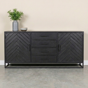 Dressoir zwart visgraat 165 cm breed.