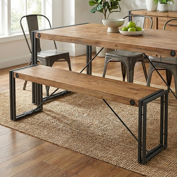 Bankje industrieel acaciahout in twee maten.