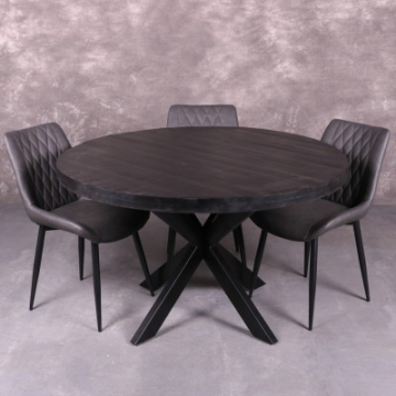 Ronde eettafel zwart 130 cm.