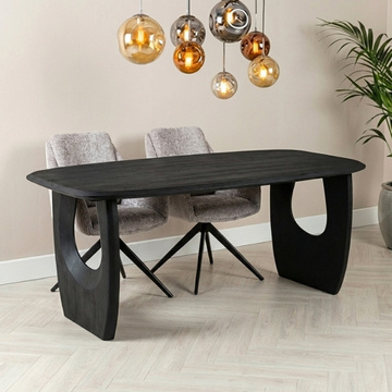 Eettafel zwart hout 180 cm