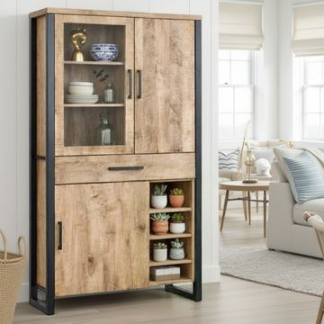 Vitrinekast groot van mangohout.