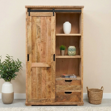 Halkast industrieel mangohout met schuifdeur